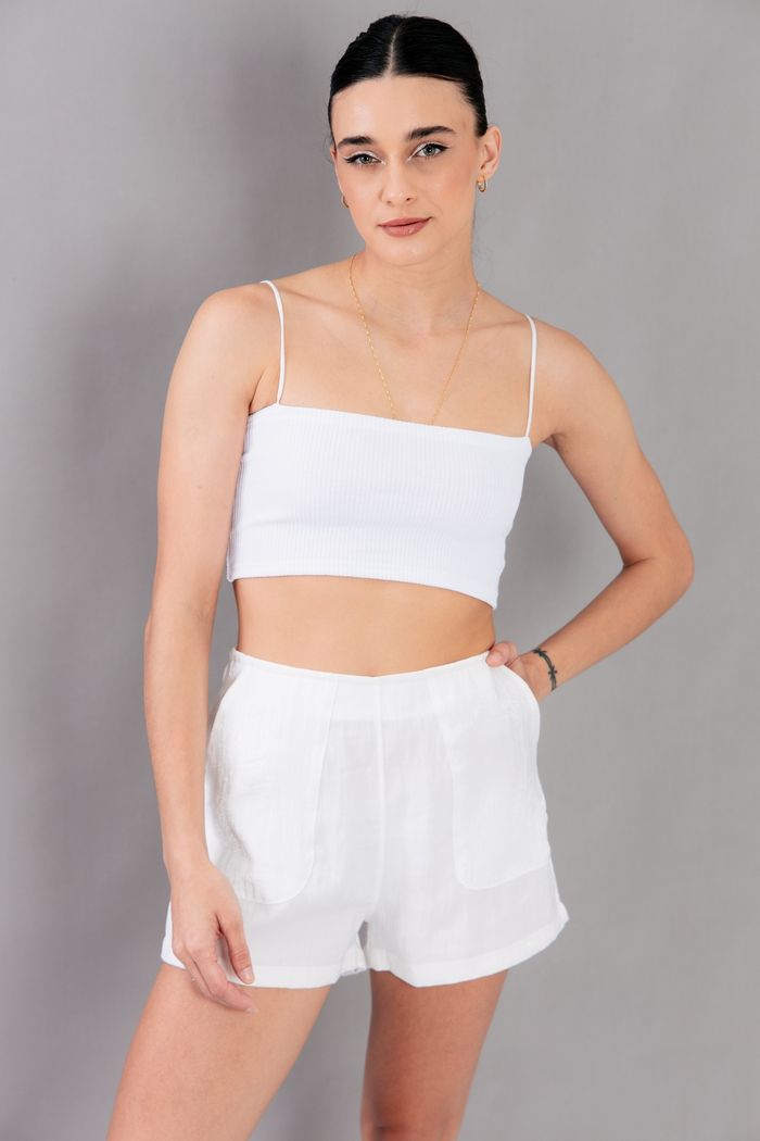 SHORT ALFAIATARIA OFF WHITE COM BOLSOS