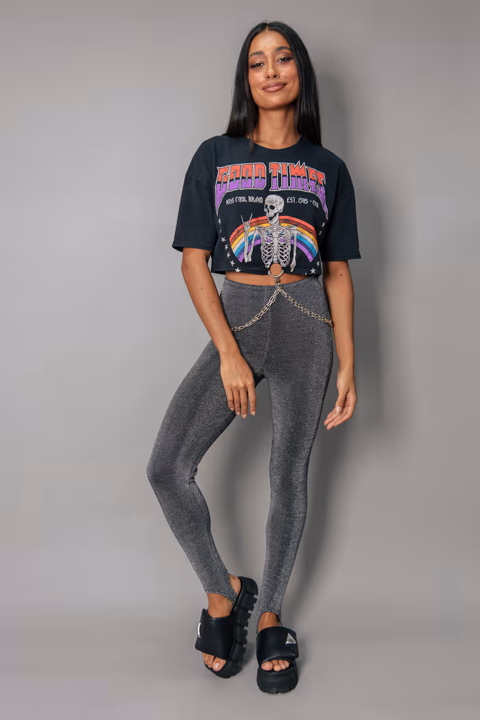 CALÇA LEGGING PEZINHO LUREX PRATA