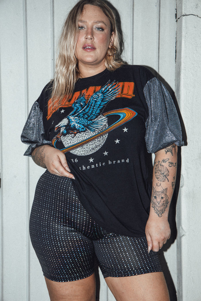 BERMUDA BIKER DE BRILHO FOIL HOLOGRÁFICO