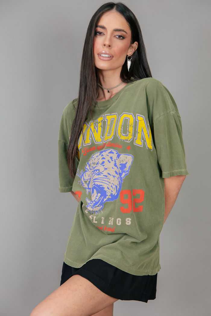 T-SHIRT VINTAGE VERDE OLIVA LONDON