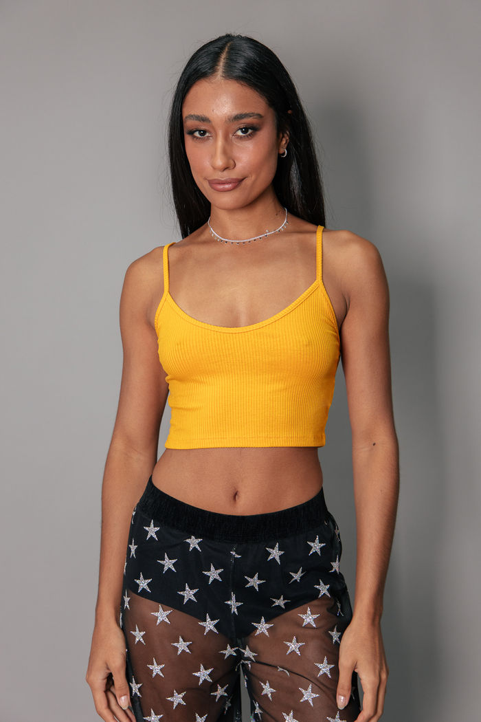 BLUSA ALCINHA CANELADA MOSTARDA