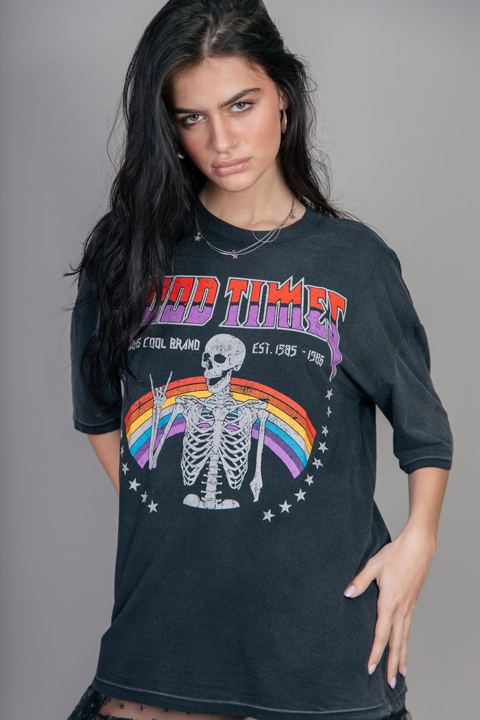 T-SHIRT VINTAGE PRETO MARMORIZADO GOOD TIMES