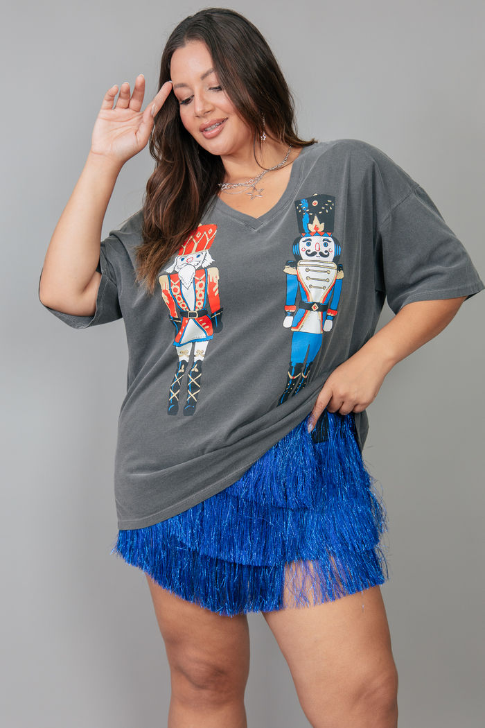 SHORT SAIA DE FRANJAS LONGAS AZUL