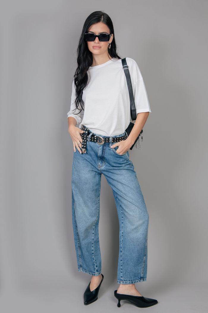 CALÇA JEANS BARREL CINTURA MÉDIA