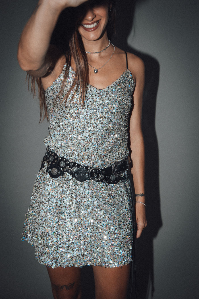 VESTIDO ALCINHA DE PAETÊ PRATA GLOW