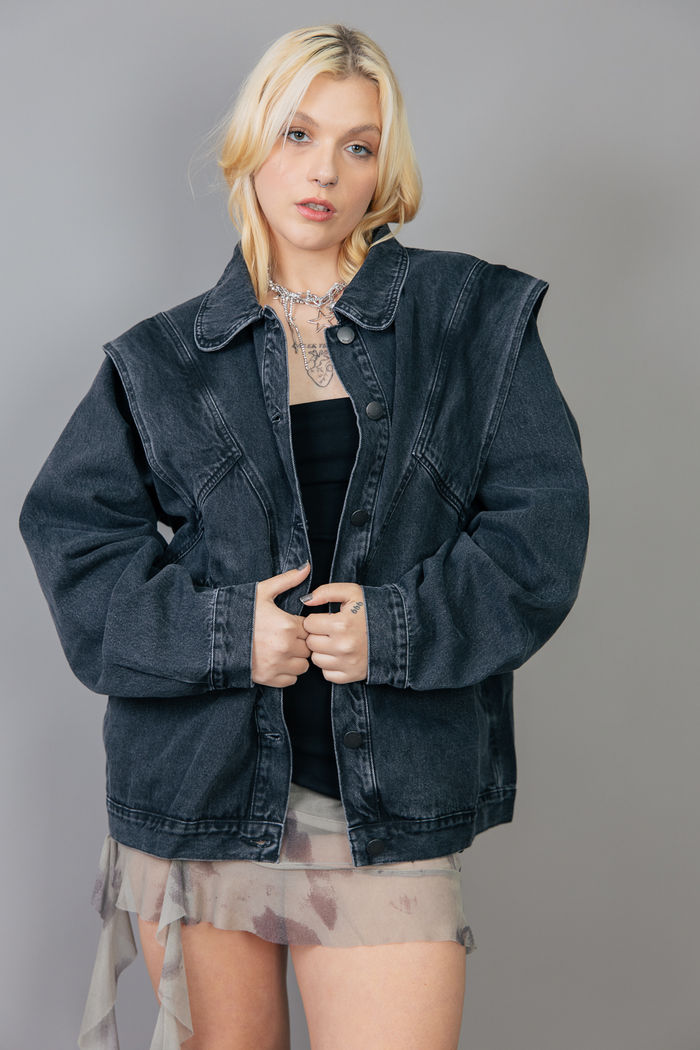 JAQUETA PRETA OVERSIZED 80s