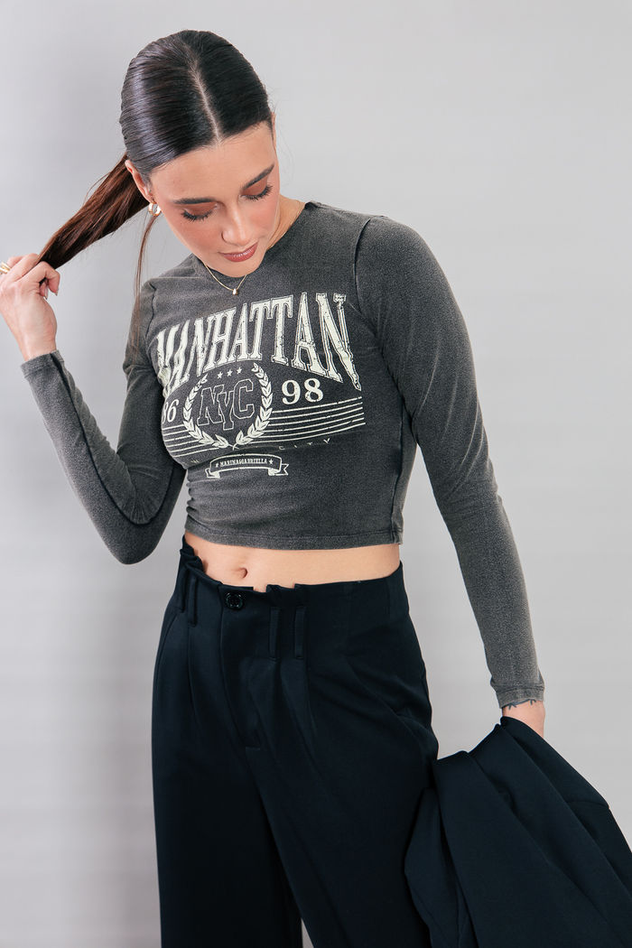 BLUSA COTTON MANGA LONGA MARMORIZADO MANHATTAN