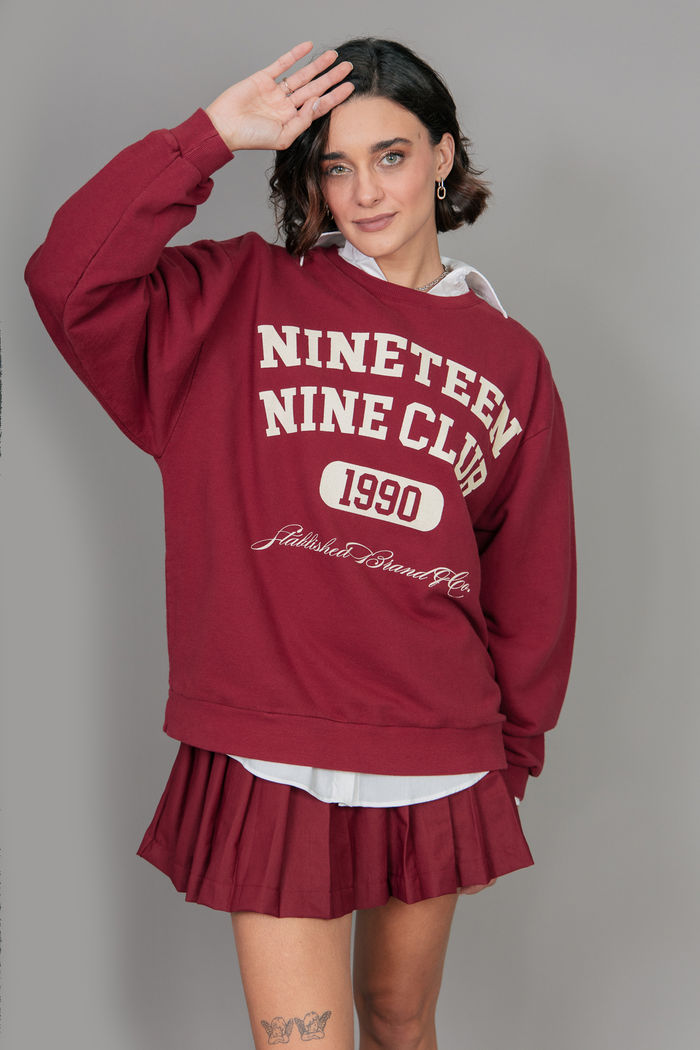 CASACO OVERSIZED DE MOLETOM BORGONHA NINETEEN