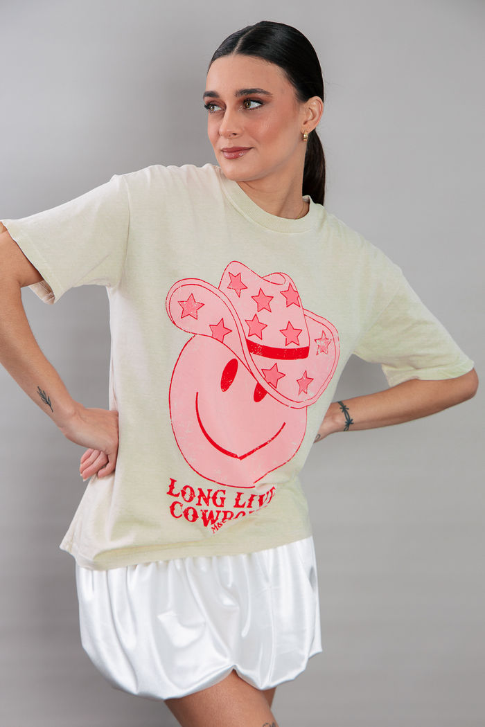 CAMISETA T-SHIRT VINTAGE BEGE COWBOYS SMILE