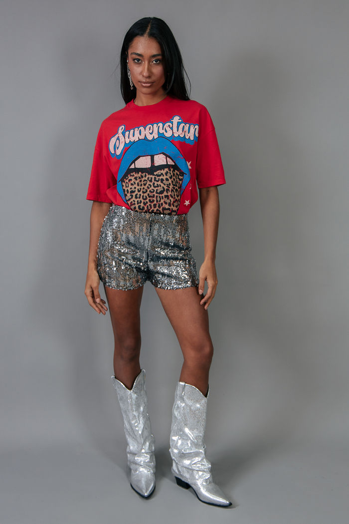 SHORT SOLTINHO DE PAETÊ IRREGULAR PRATA