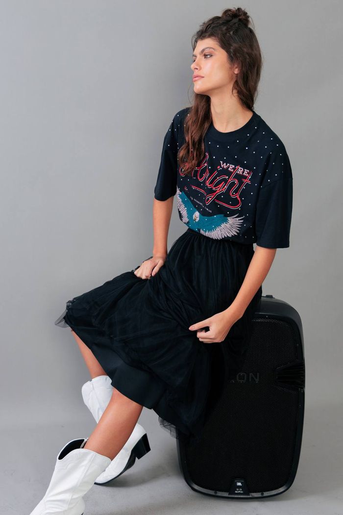 SAIA MIDI TULE PRETA