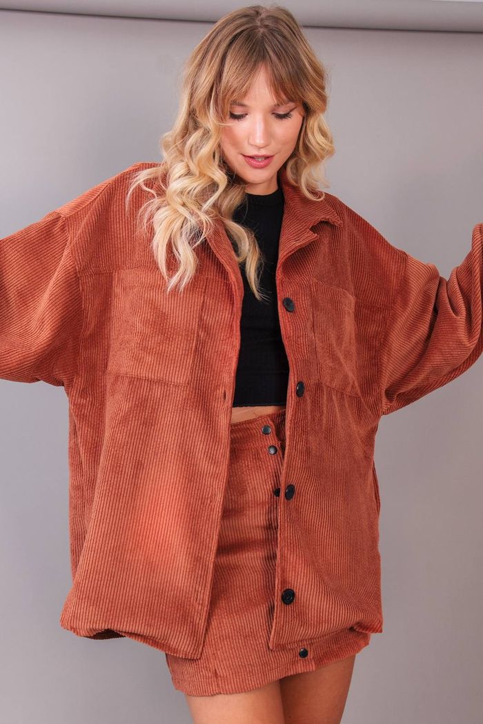 JAQUETA OVERSIZED COTELÊ TERRACOTA