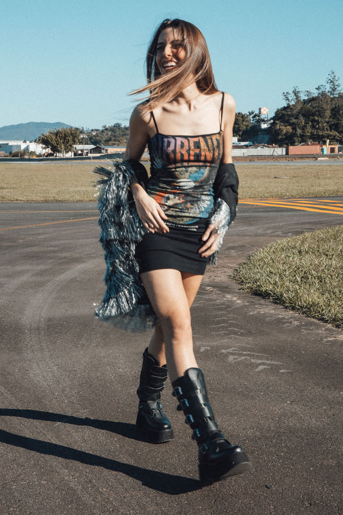 VESTIDO JUSTO DE ALÇA EM COTTON PRETO SURRENDER