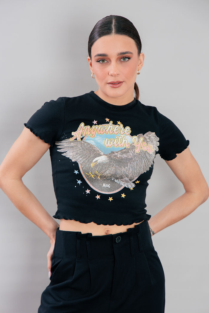 T-SHIRT BABYTEE CANELADA PRETA  ANYWHERE