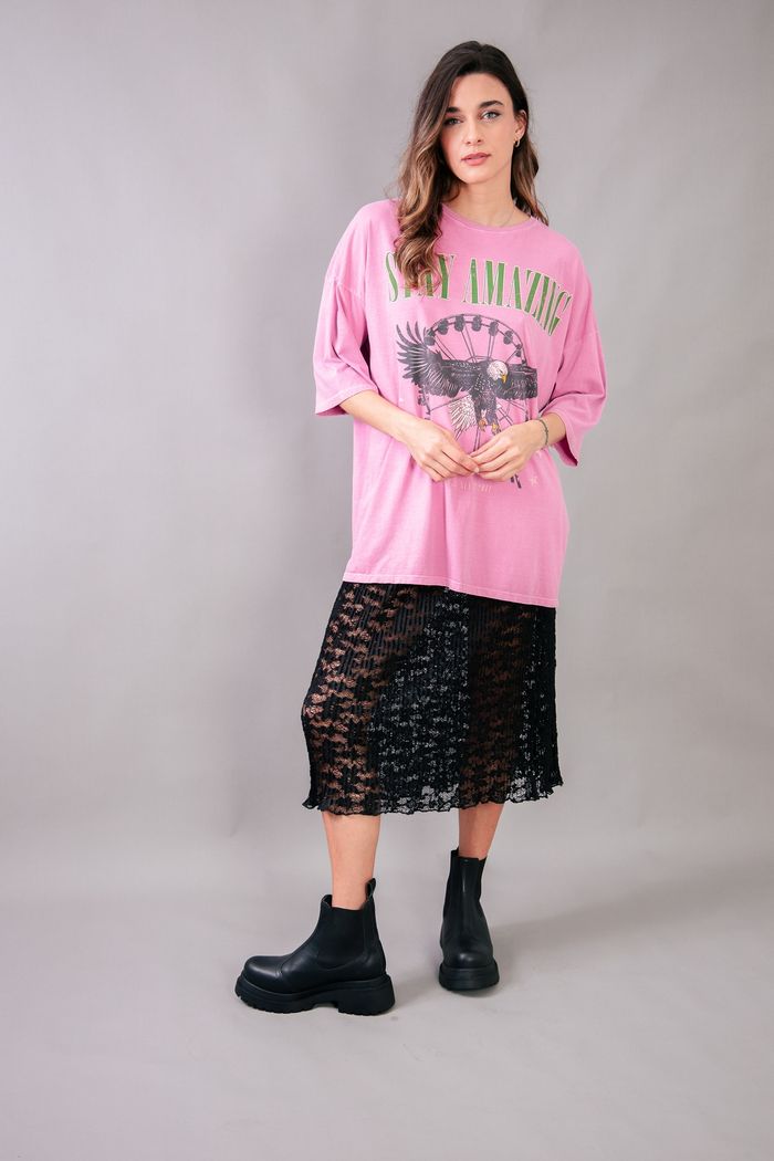 SAIA MIDI RETA DE RENDA PLISSADA