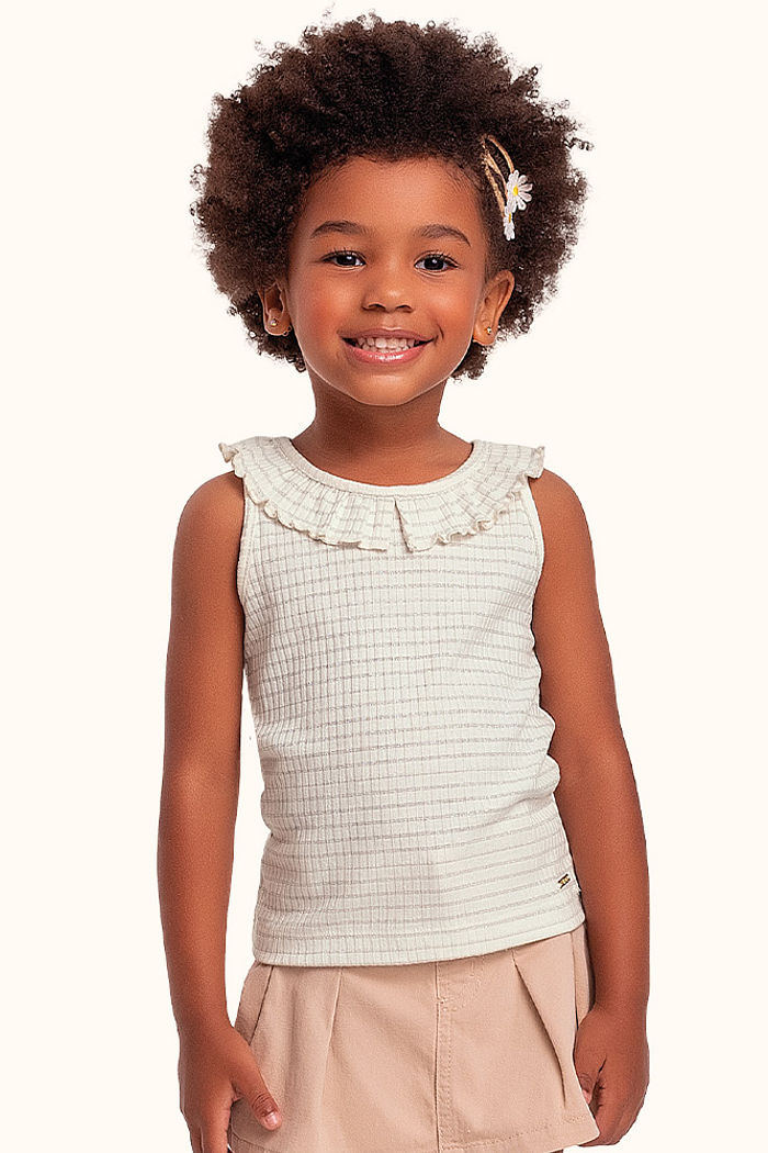 Regata em ribana lurex com leves babados