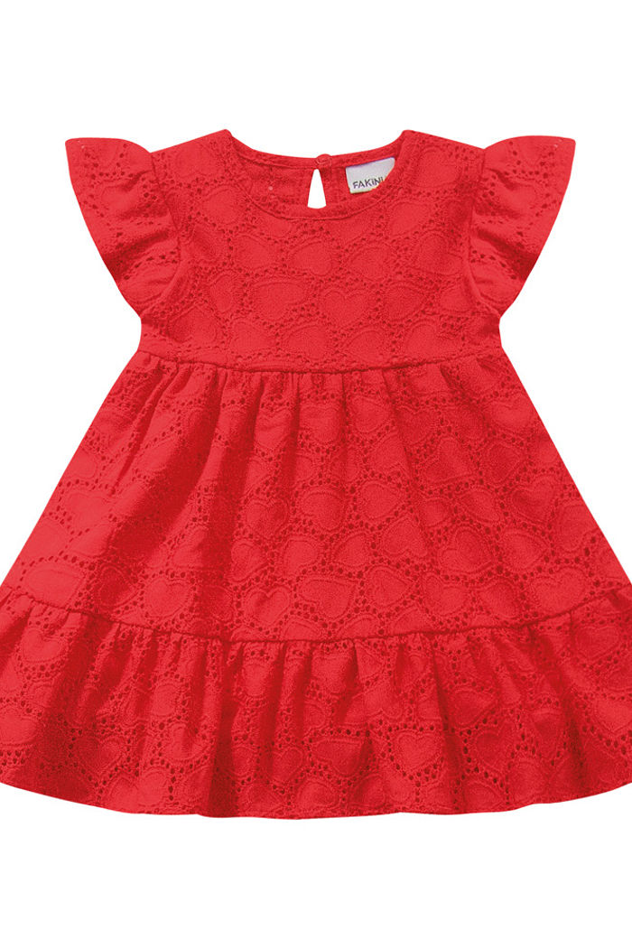 Vestido em laise com botão de pressão