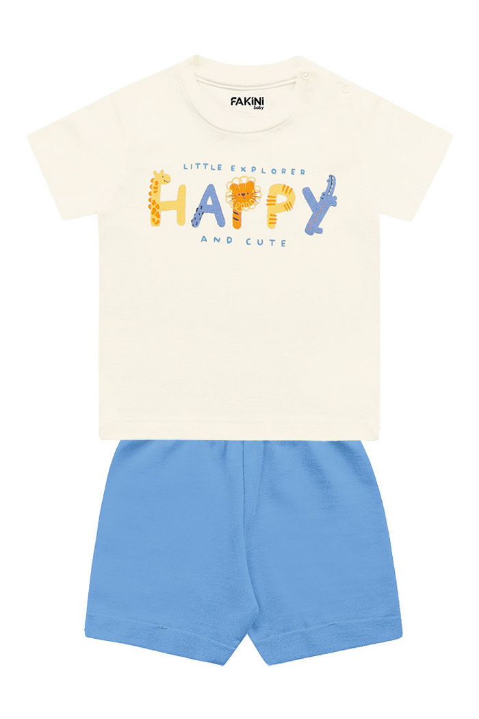 Conjunto camiseta e bermuda Happy Bichinhos