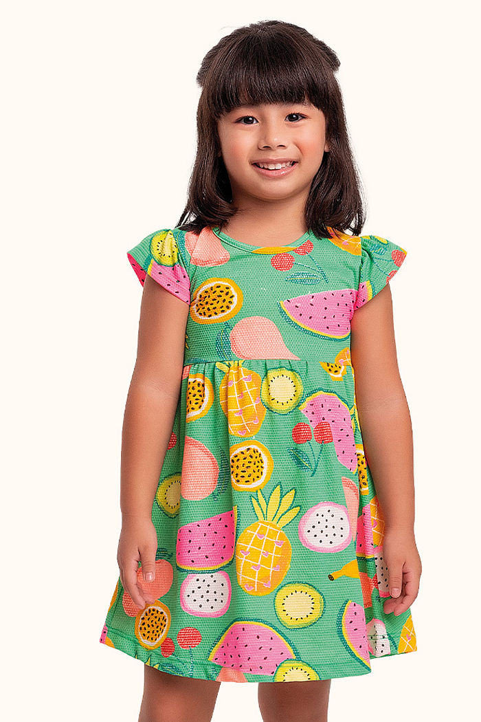 Vestido em malha favo frutas