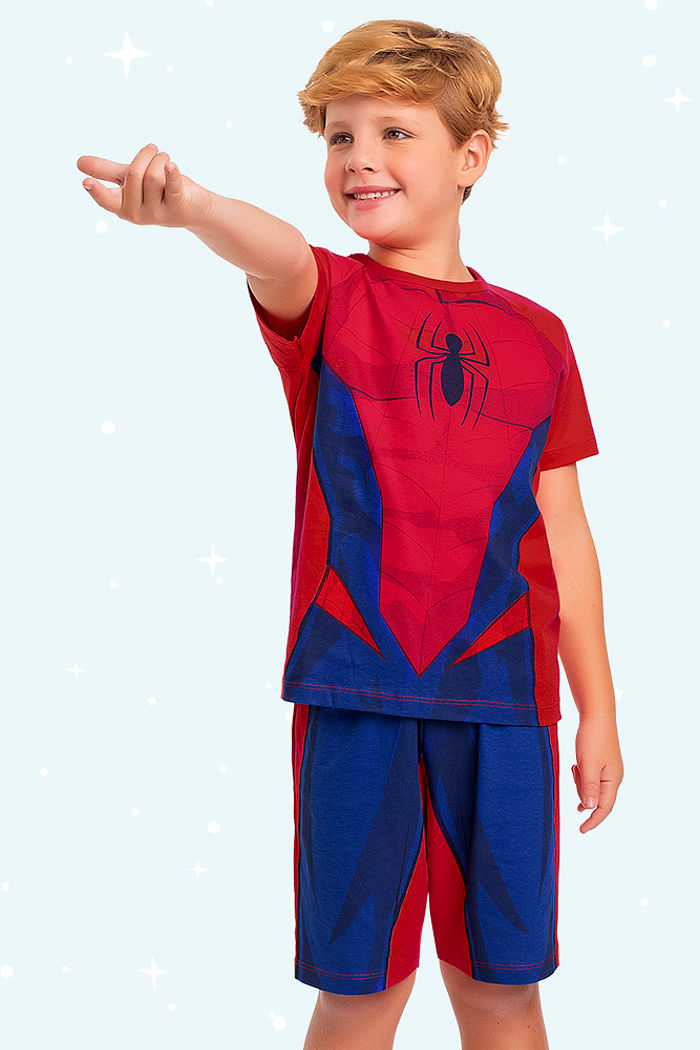 Conjunto pijama camiseta e bermuda Spider-Man
