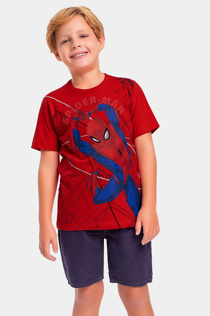 Camiseta em meia malha com relevo 3d Homem-Aranha
