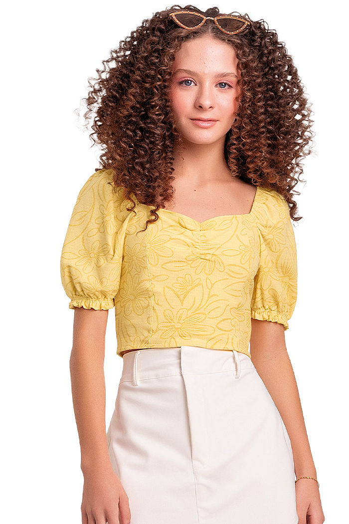 Blusa em malha florence com lastex nas costas