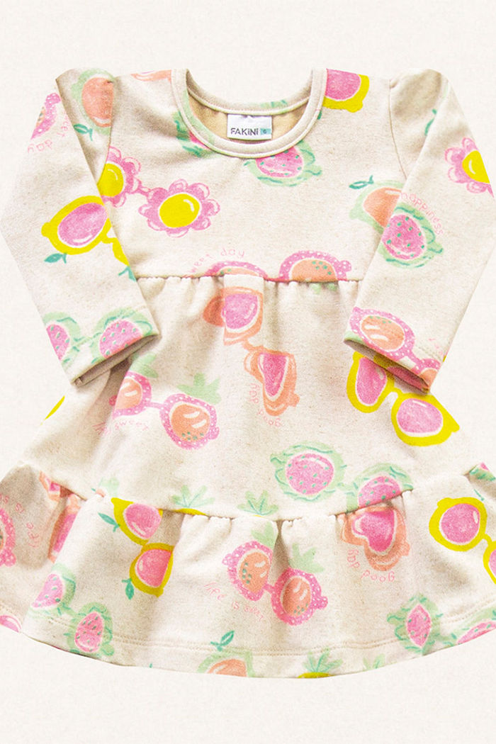 Vestido óculos em molecotton linho