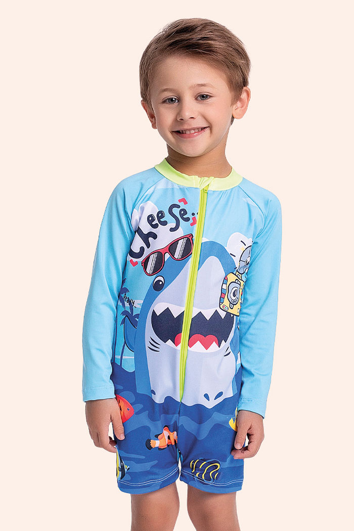 Macacão em cotton poliéster com zíper e estampa sublimada