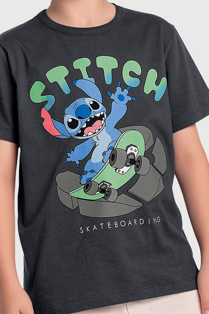 Camiseta em meia malha skate Stitch