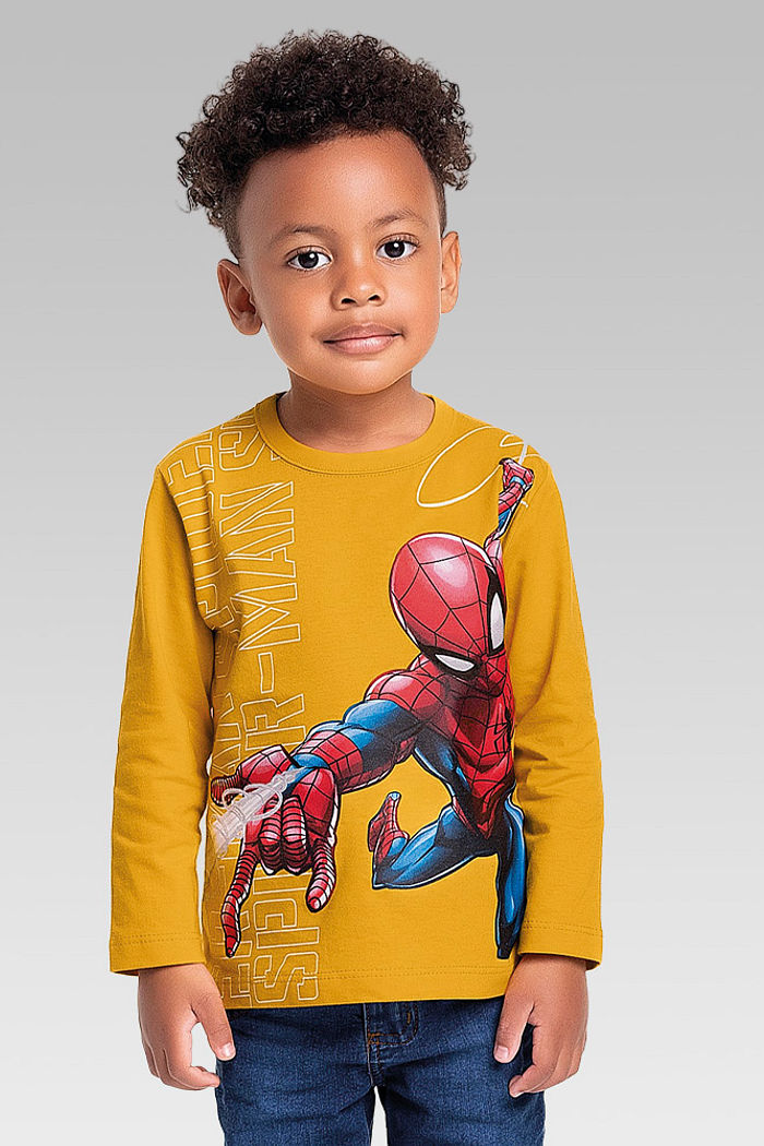 Camiseta manga longa em meia malha homem-aranha