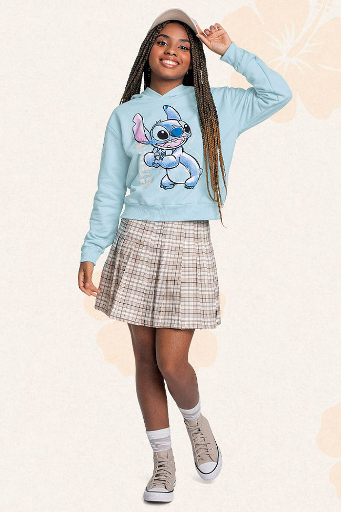 Blusão com capuz em moletom Lilo & Stitch