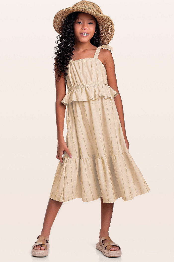 Vestido alça com amarração midi em malha florence