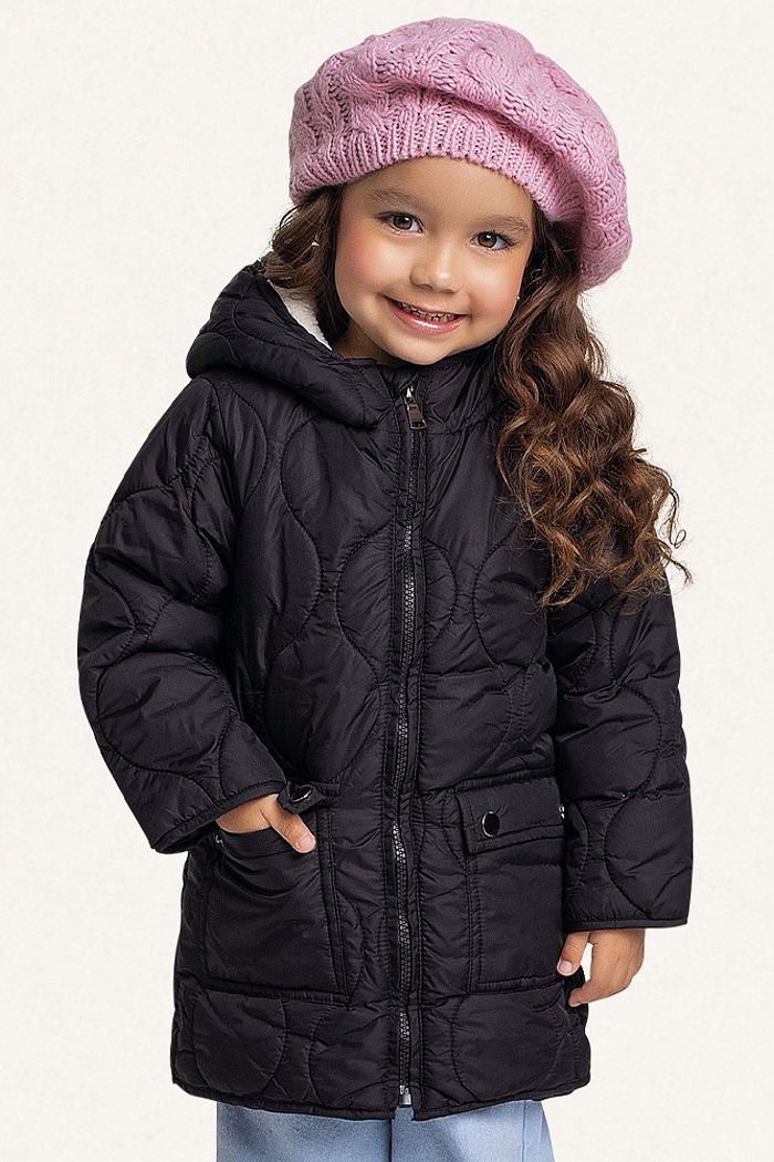 Jaqueta puffer com capuz forrada com pelo