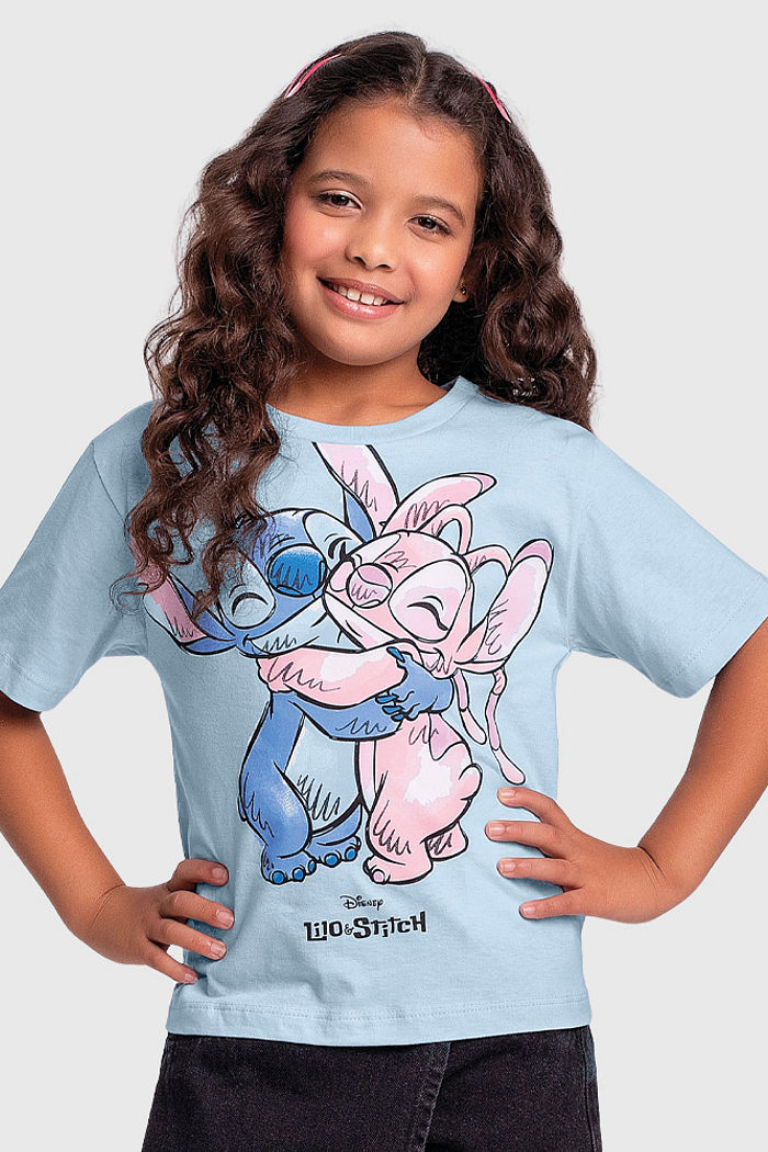 Blusa em meia malha Lilo e Stitch