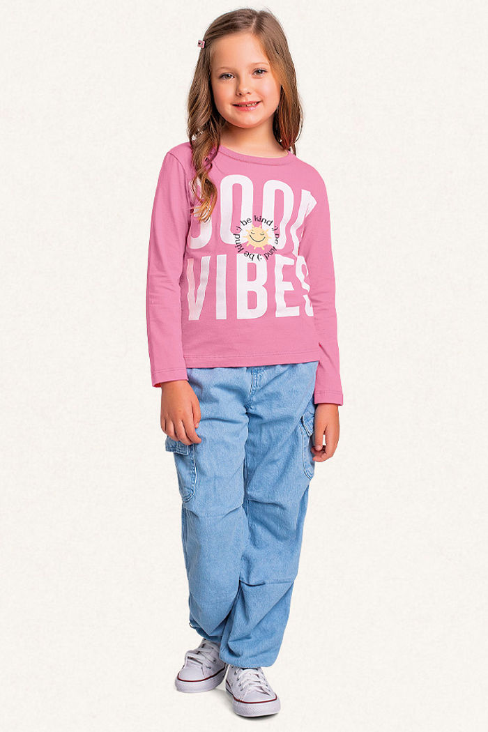 Blusa manga longa em meia malha good vibes