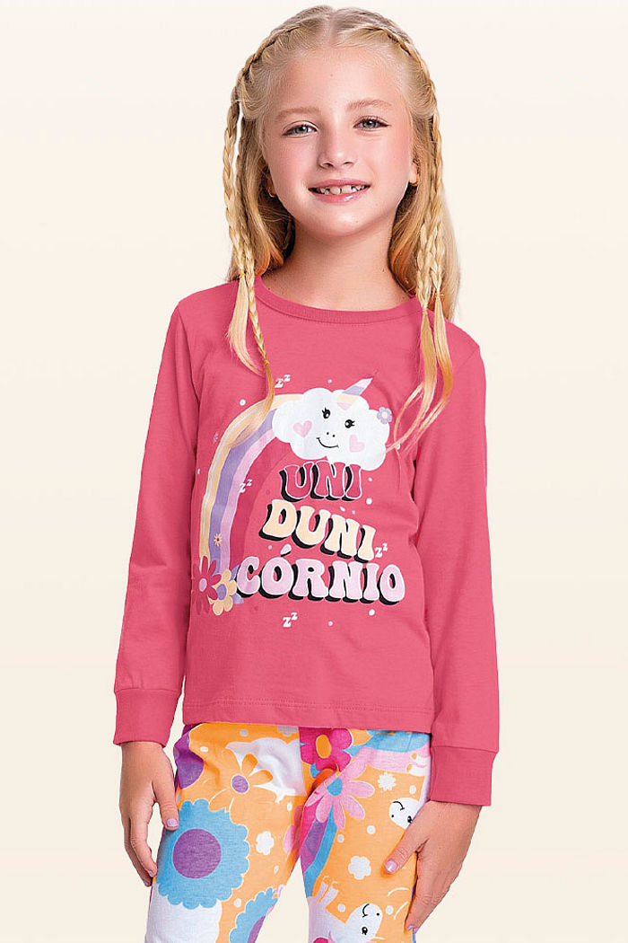 Conjunto pijama blusa manga longa e calça uni