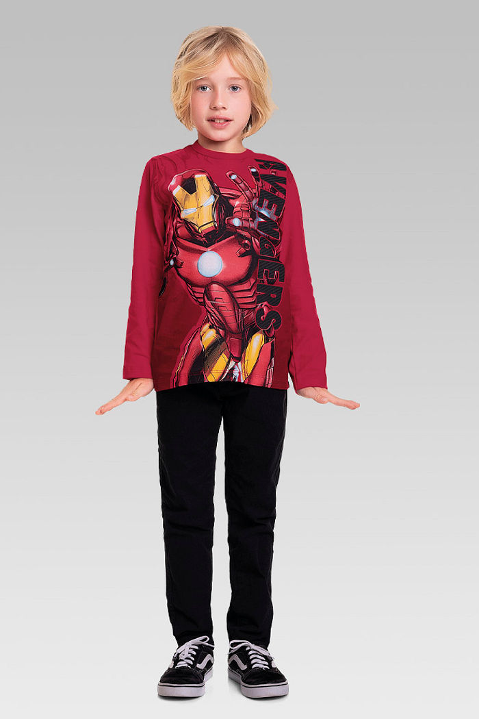 Camiseta manga longa em meia malha vingadores