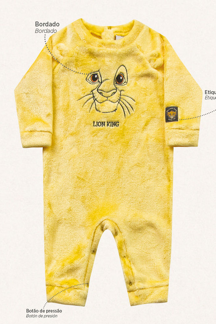 Macacão manga longa em tecido fleece Simba