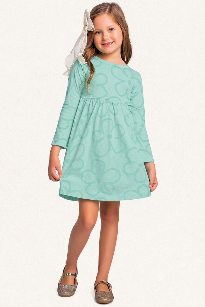 Vestido em meia malha grandes flores