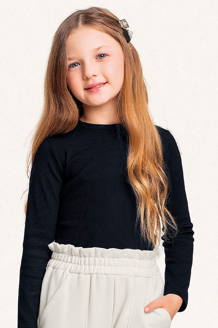 Blusa manga longa em ribana minimalista