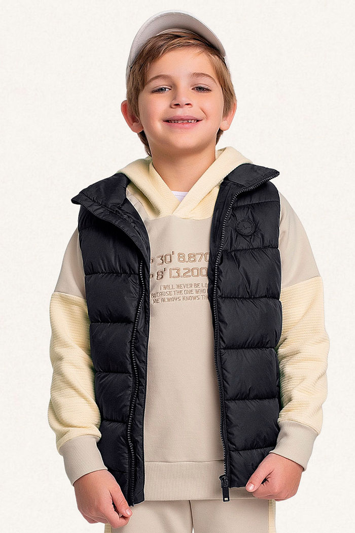 Colete puffer com forro e bolso