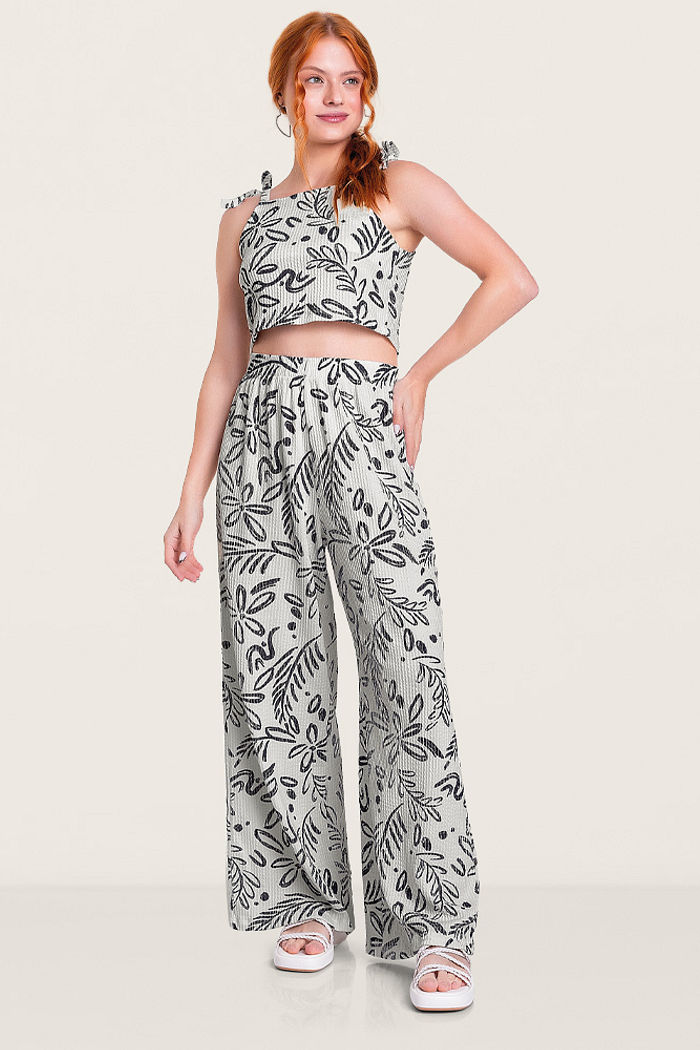 Conjunto top e calça floral candy com alças