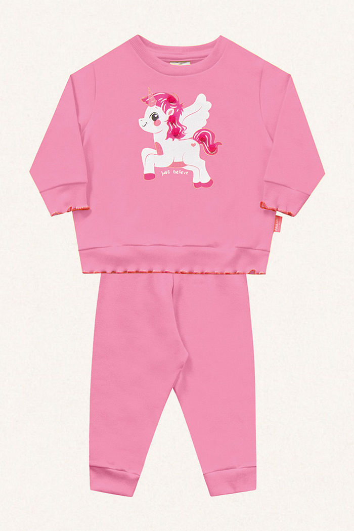 Conjunto blusão e calça em molecotton unicórnio