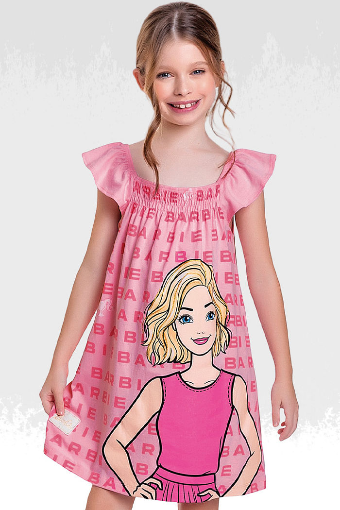 Vestido em meia malha barbie