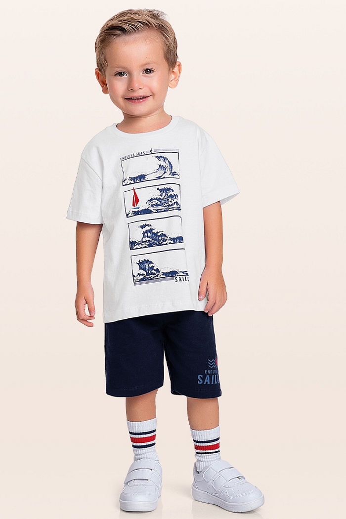 Conjunto camiseta e bermuda ondas