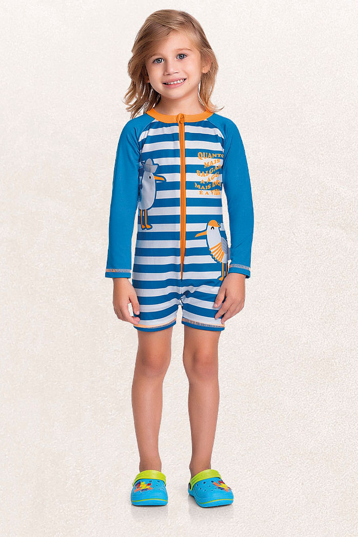 Macacão praia listras e bichinhos