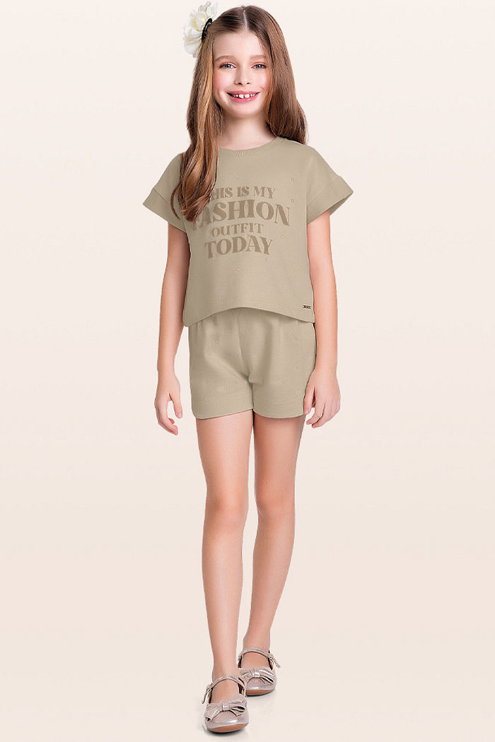Conjunto blusa e short em moletinho fashion