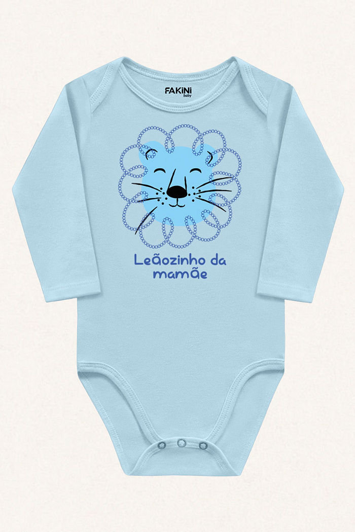 Body manga longa em suedine leão