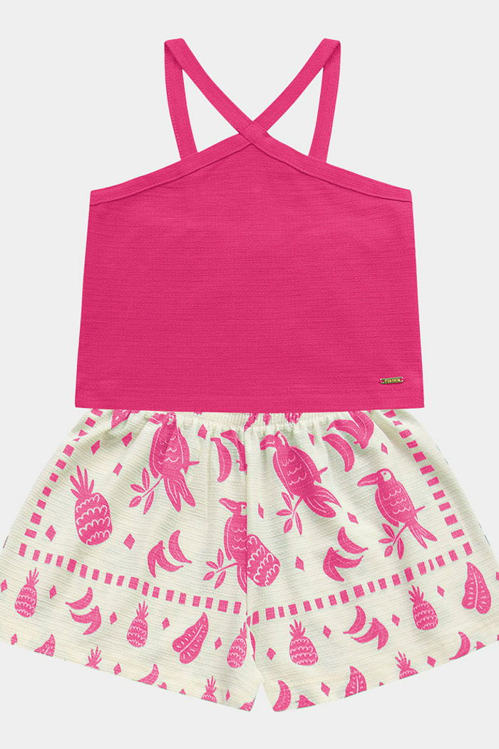 Conjunto regata cropped e short tropical
