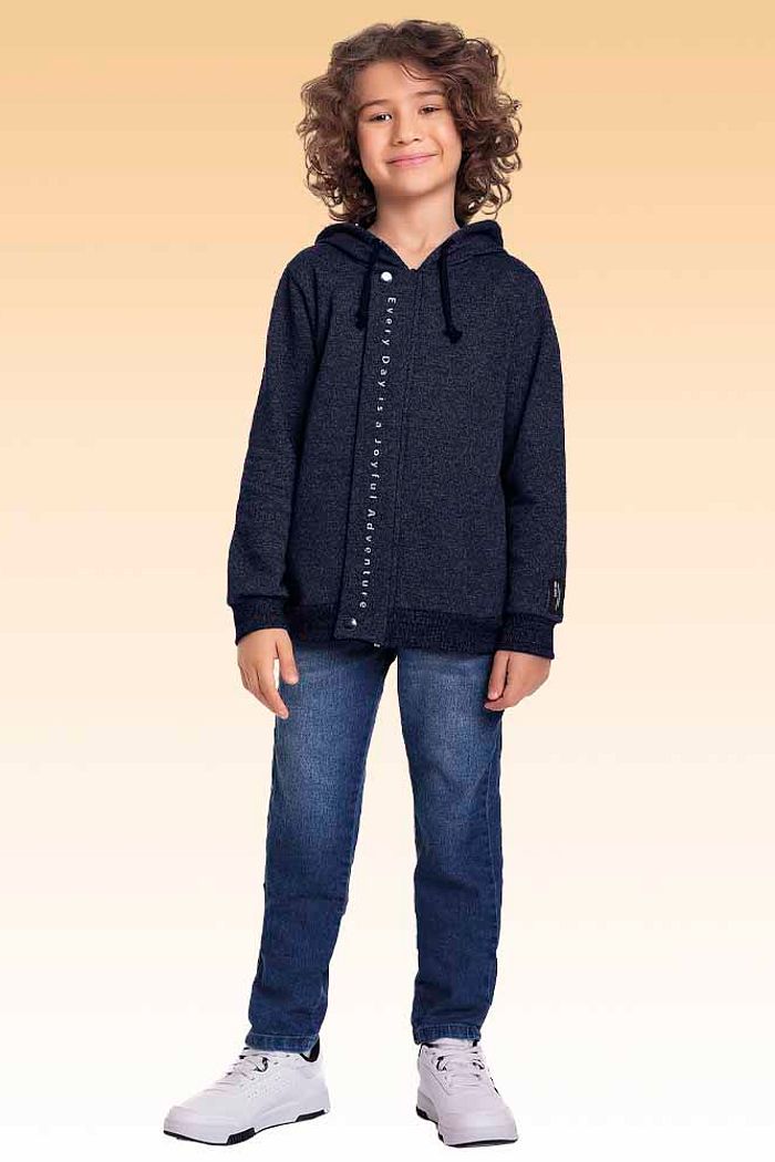 Blusão com capuz em moletom molinê